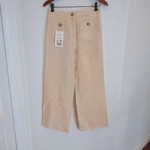 Sezane Emilio Trousers 7/8 mid-rise Linen Cream 4 NWT